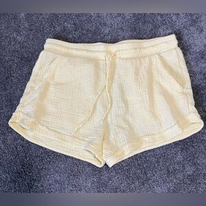 C&C California Women's Yellow Cotton Gauze Athletic leisure Shorts Women Medium